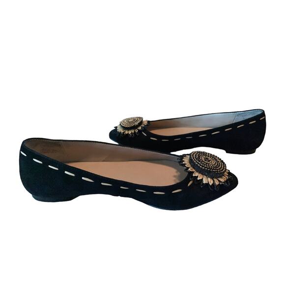 Donald J Pliner Black Bibbi Suede Leather Pointed Toe Flats Size 7 - Picture 6 of 16